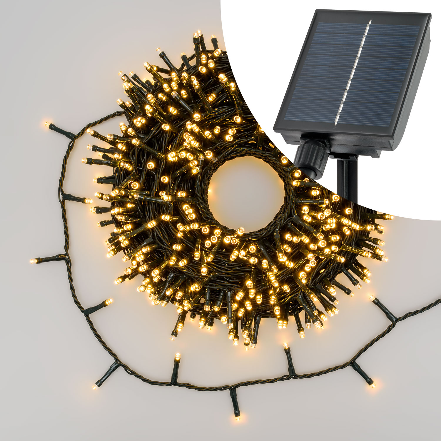 Guirlande Solaire Extérieure 42m 400 LED - Blanc Chaud, Télécommande, 19 Modes, étanche, Jardin Noël
