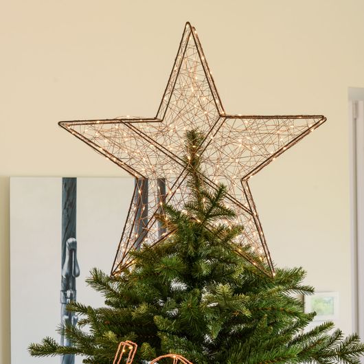 Stella luminosa in metallo con microLED usata come puntale dell’albero di Natale