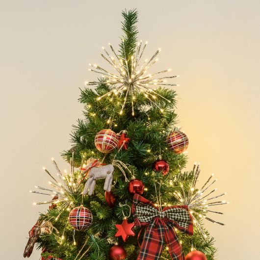 TwigBall a luce calda usata alla base della punta di un albero di Natale tradizionale